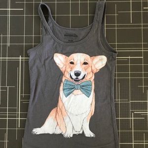 Women’s Gray Corgi Dog Stretch Tank Top